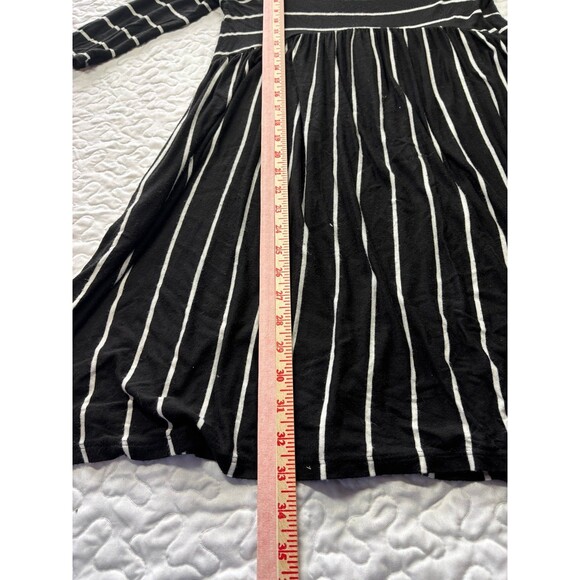 Annabelle Black White Striped Flowy Fit & Flare Long Sleeve Dress size medium - Picture 6 of 8